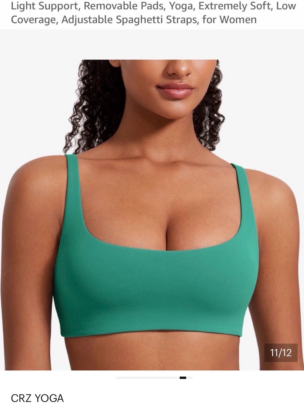 CRZ YOGA Women's Scoop Neck Sports Bra and bike shorts set, worn once- Teal